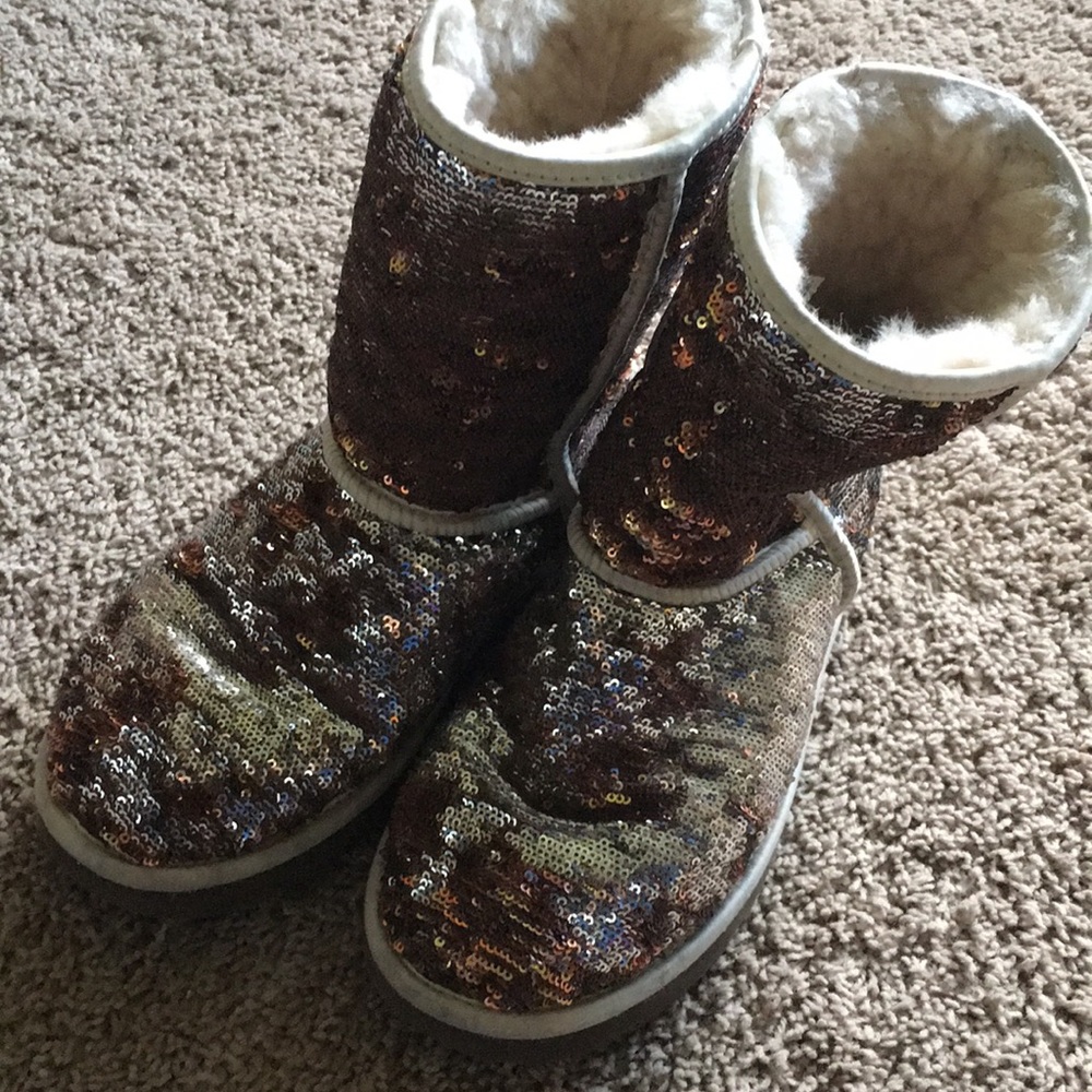 Gold glitter ugg boots